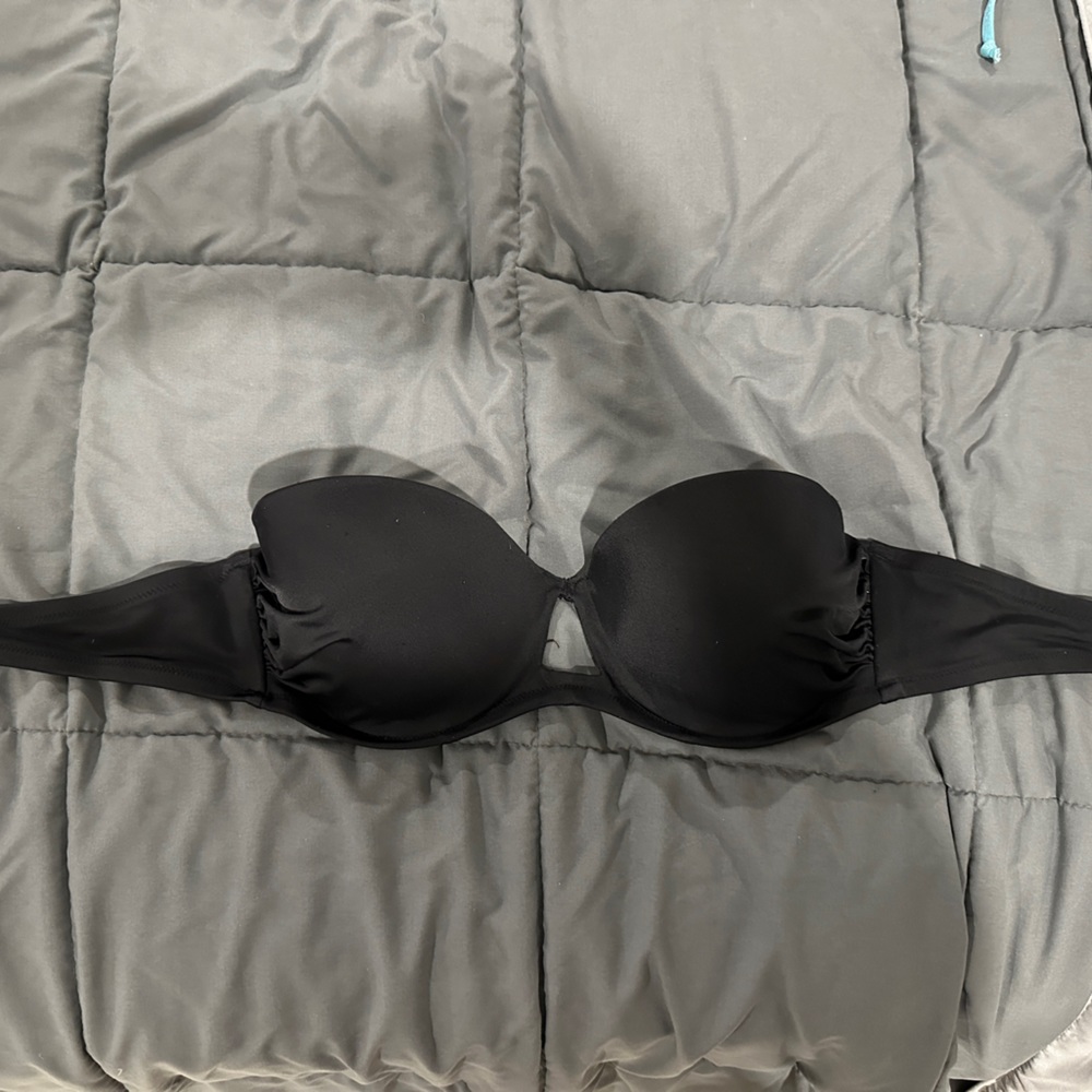 Black strapless bathing suit bikini top
